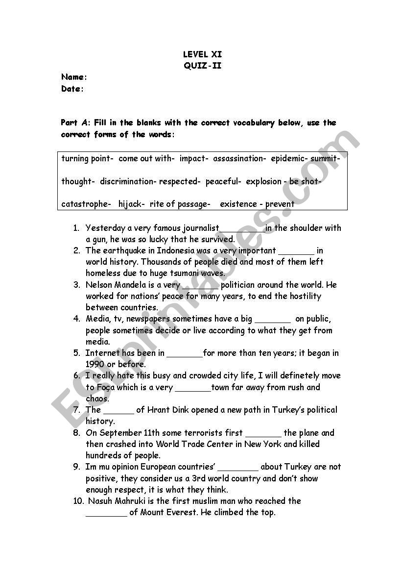 quiz - intermediate worksheet