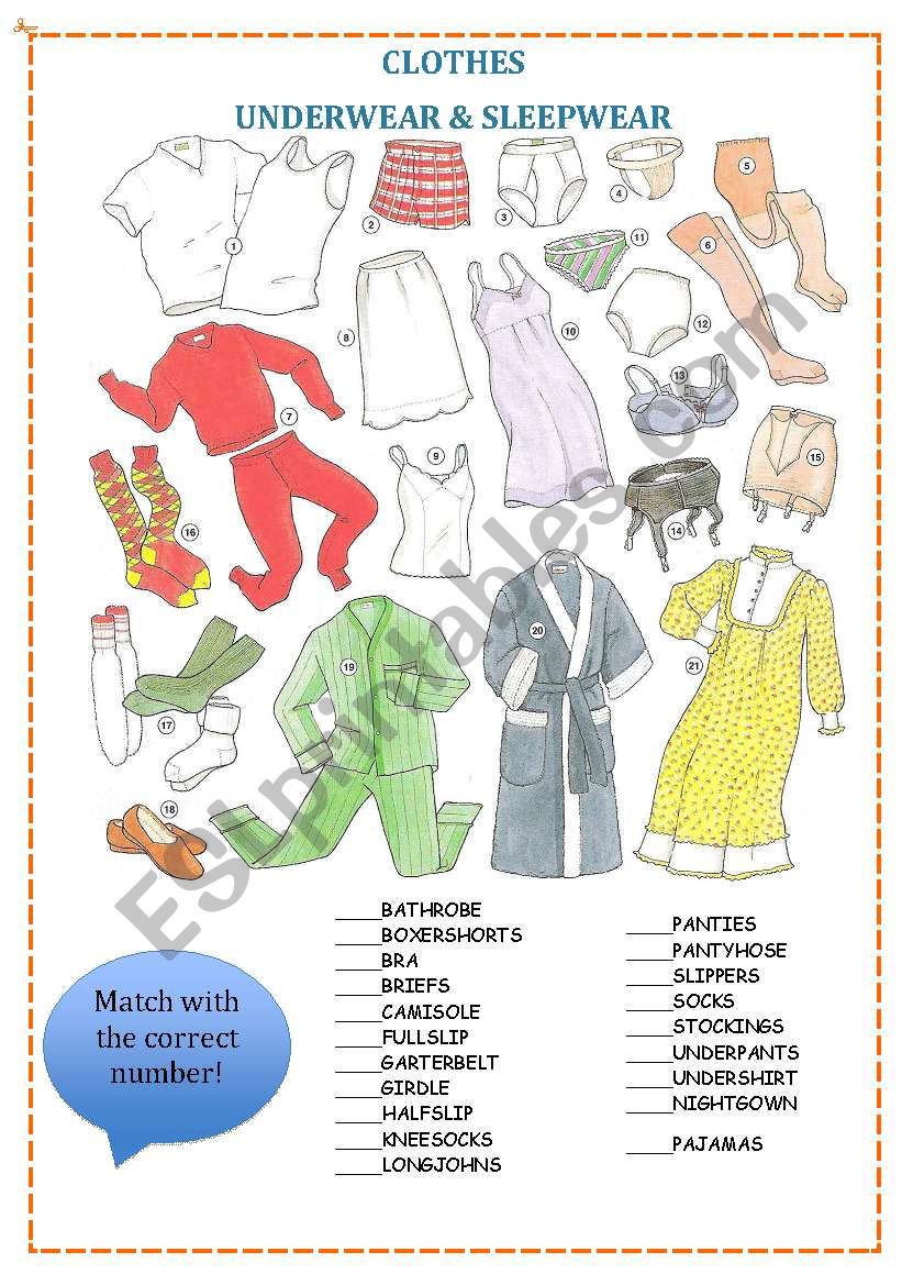 Clothes Worksheet worksheet