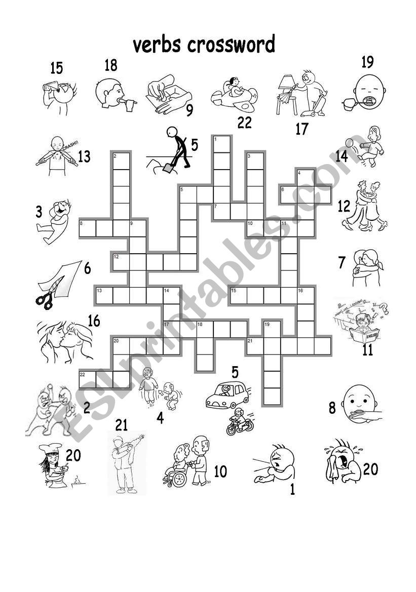 verbs crossword worksheet