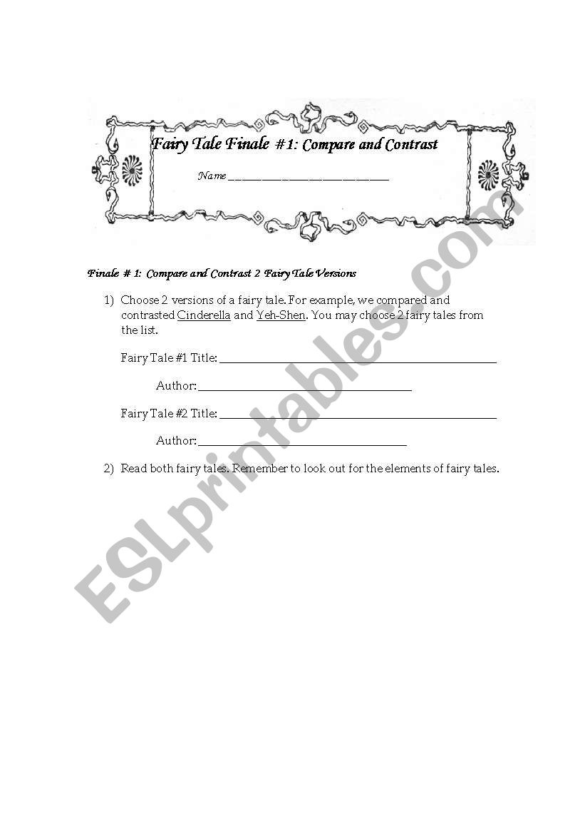 Fairytale Template worksheet