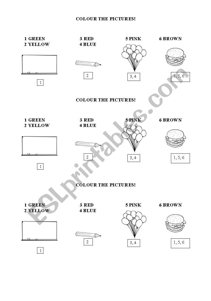 Colours worksheet