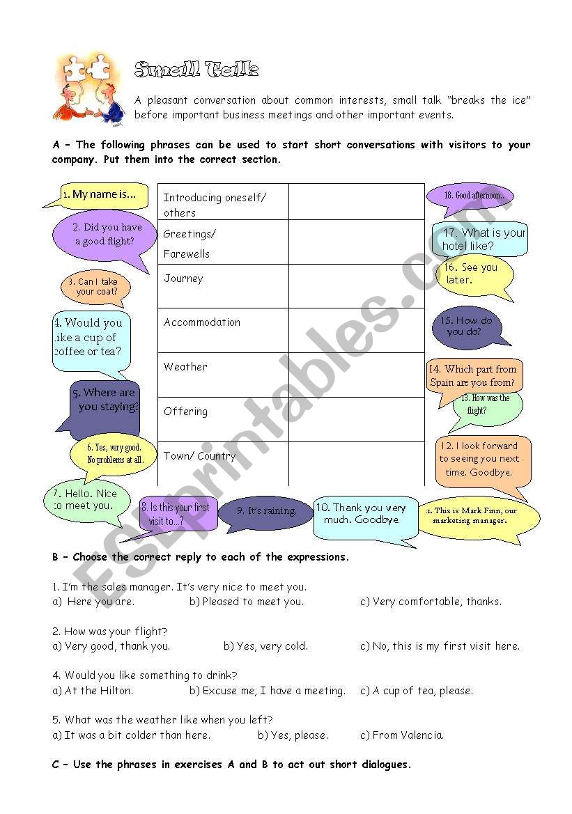 Small Talk worksheet