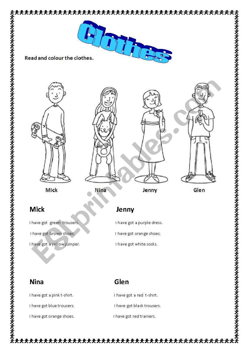 clothes worksheet