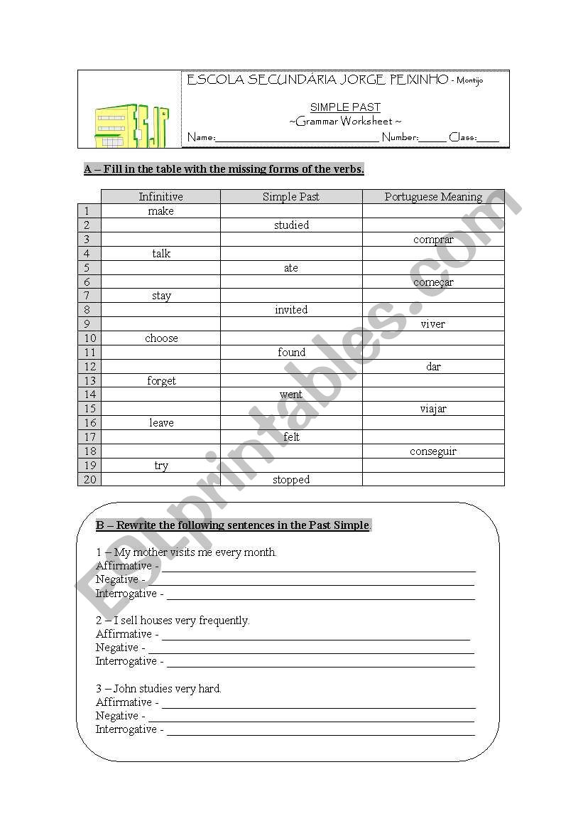 Past Simple - exercises worksheet