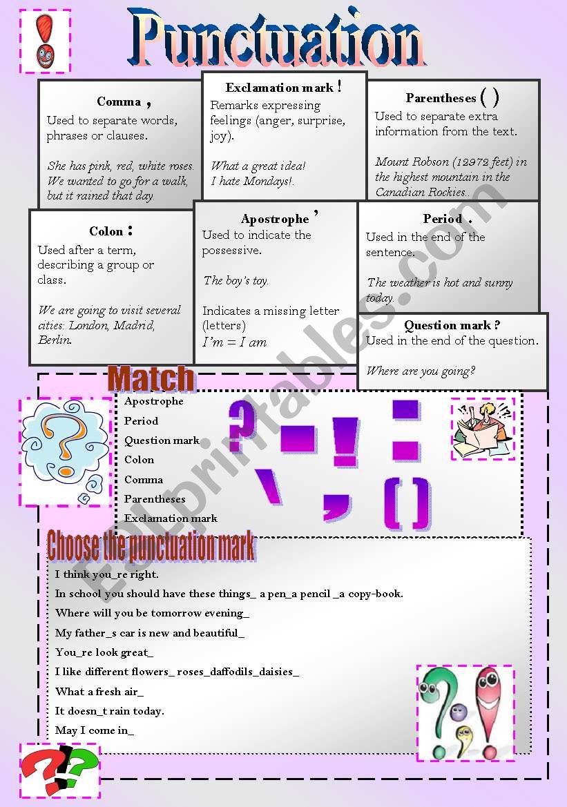 Punctuation worksheet