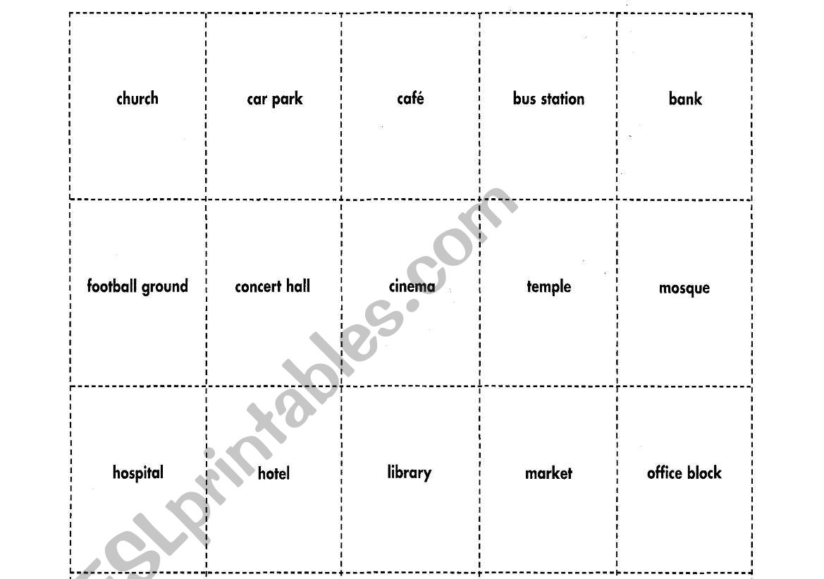 places in town! worksheet