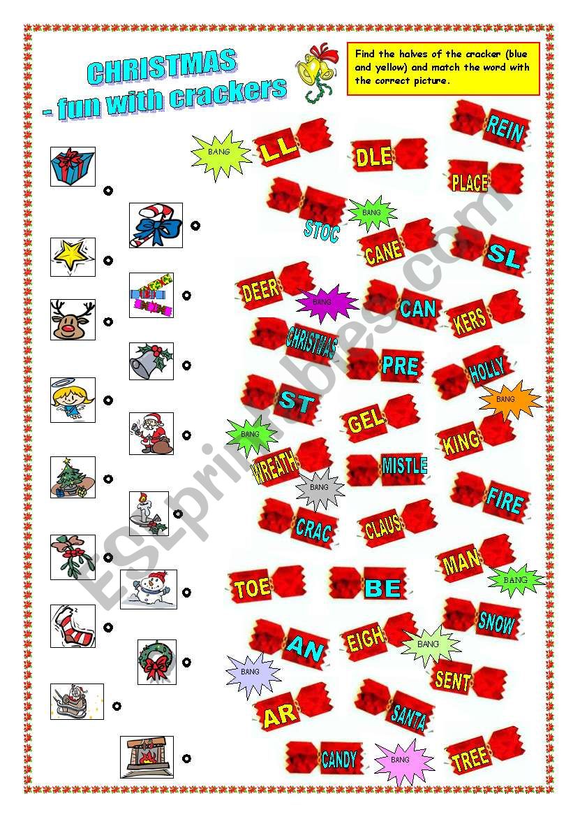 Christmas - fun with crackers worksheet