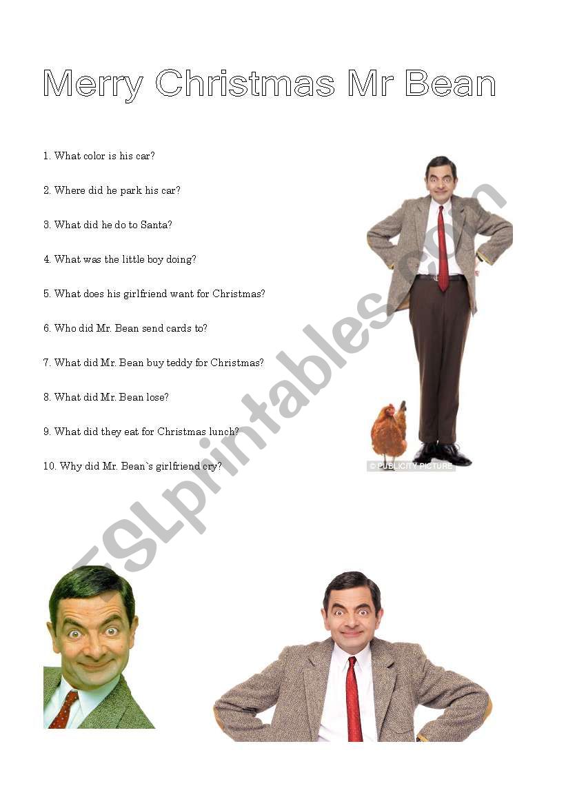 Merry Christmas Mr Bean worksheet