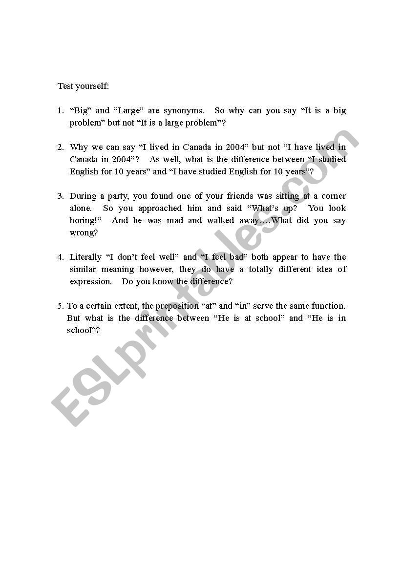 Back to Square One worksheet