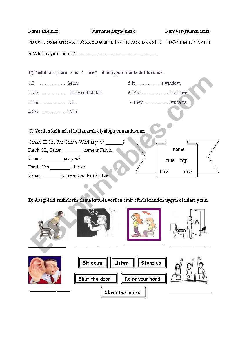 to be (am/is/are)  worksheet