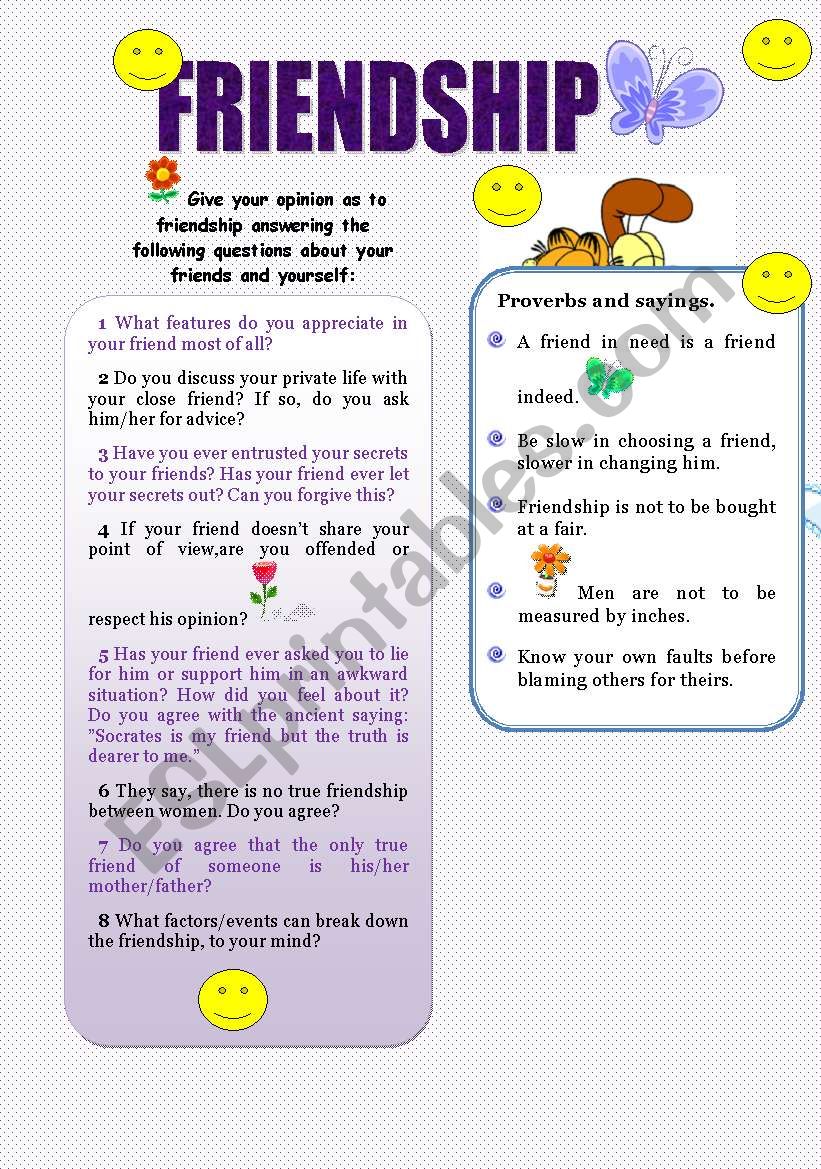 Friendship worksheet