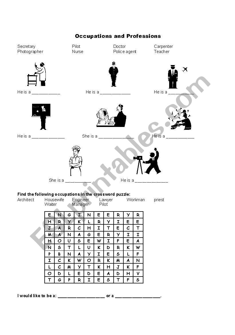 OCCUPATIONS worksheet