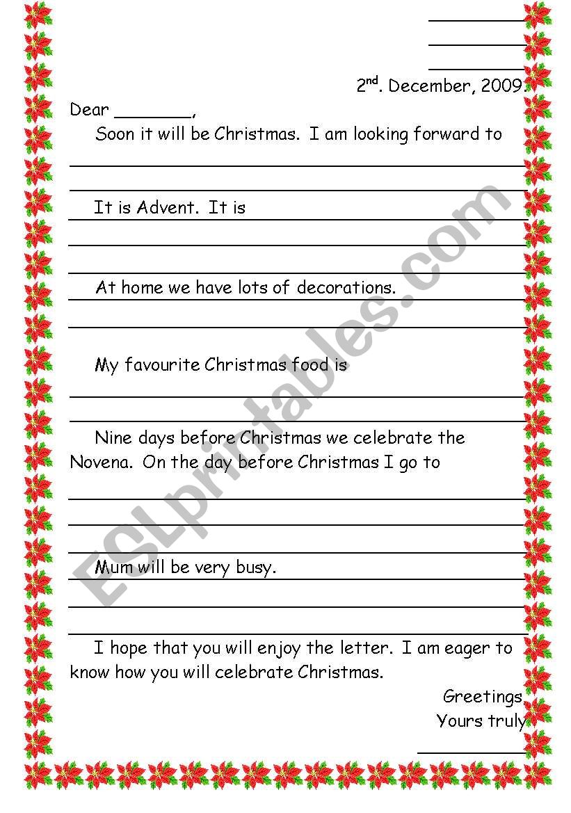 a letter to a friend worksheet