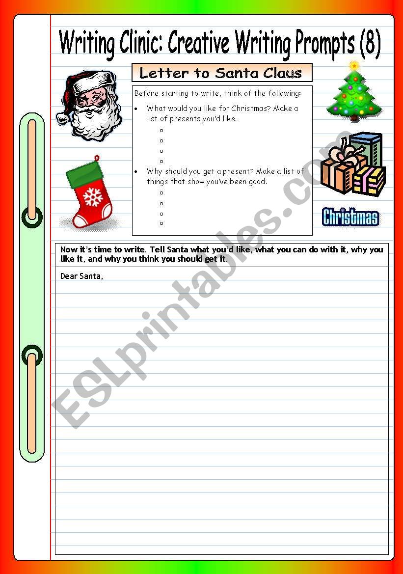 Writing Clinic: Creative Writing Prompts (8) - Letter to Santa Claus
