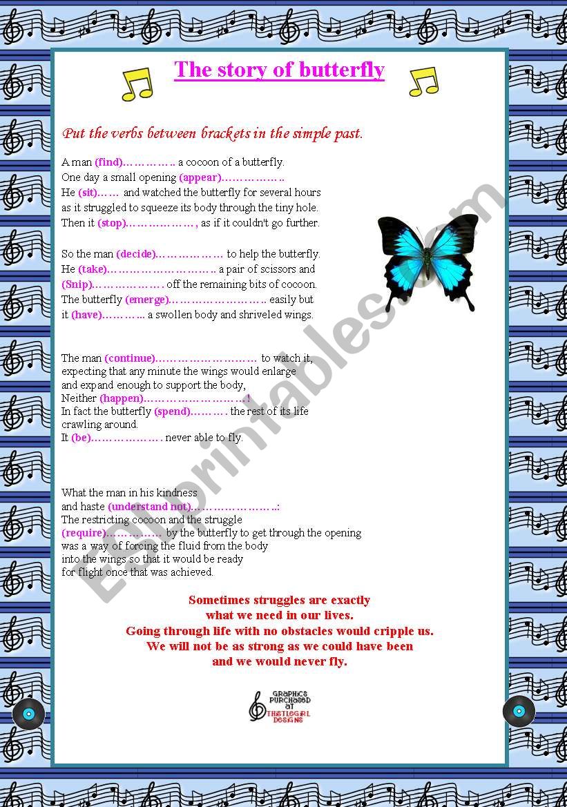 the story of butterfly worksheet