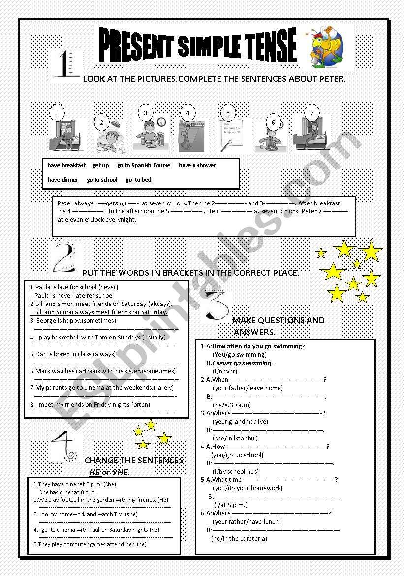 PRESENT SIMPLE TENSE worksheet