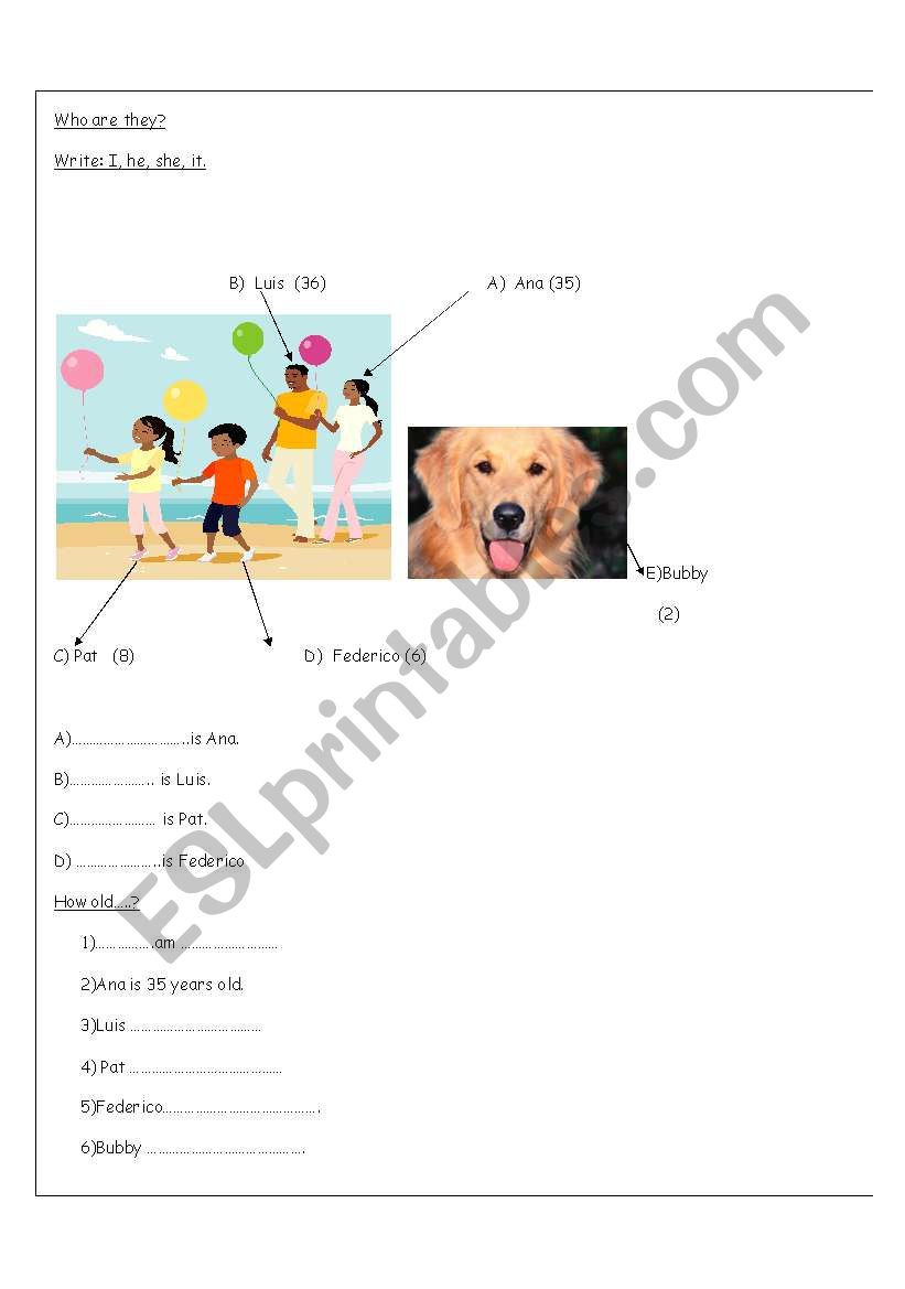 Personal pronouns and age worksheet