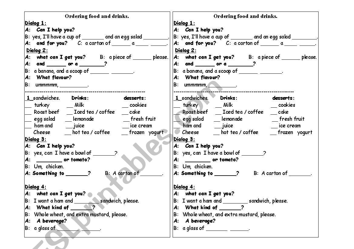 FOOD EXERCISES worksheet