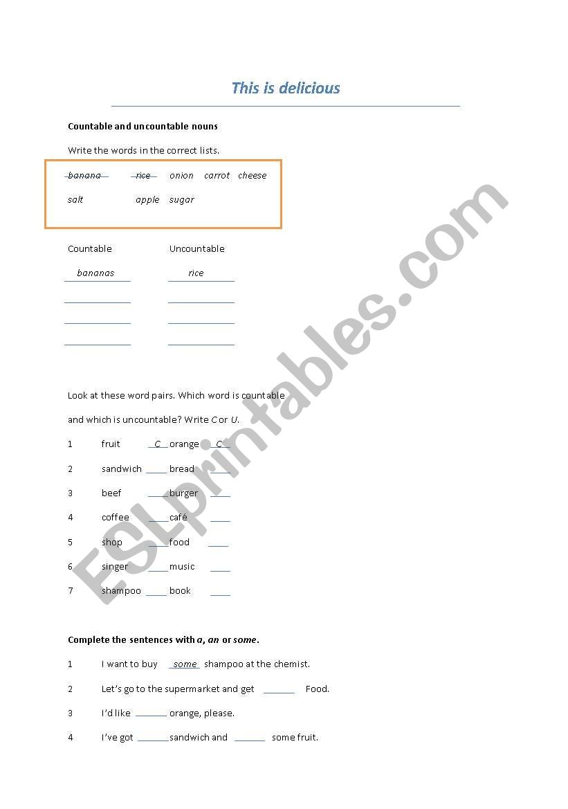 This is delicious 2 worksheet