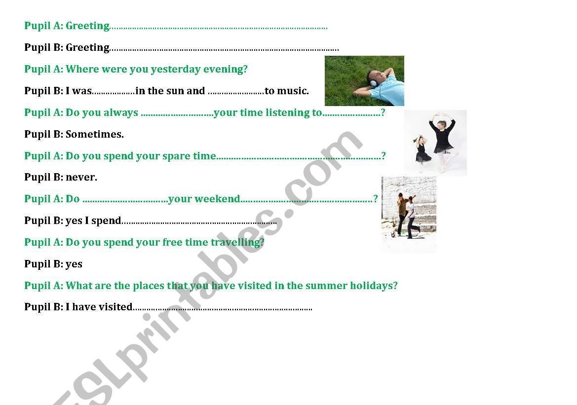 speaking test worksheet
