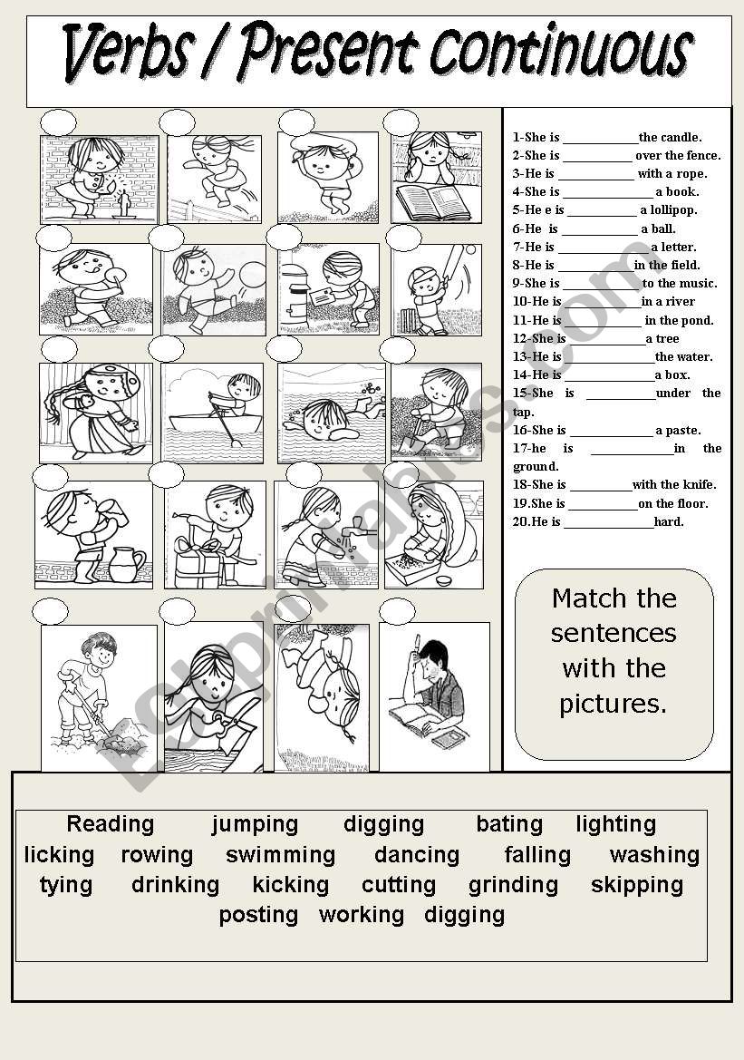 Verbs  / Present continuous worksheet