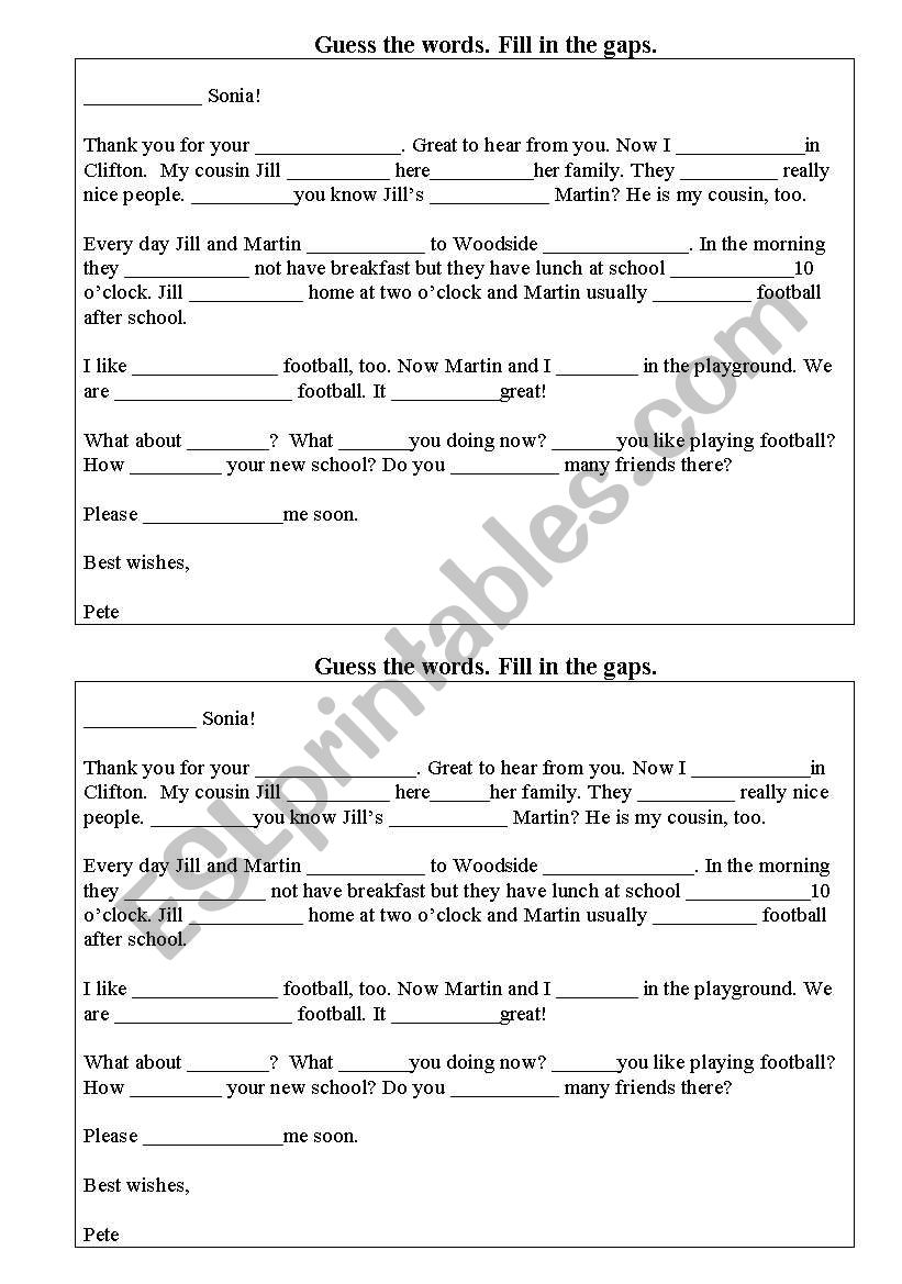 an informal letter worksheet