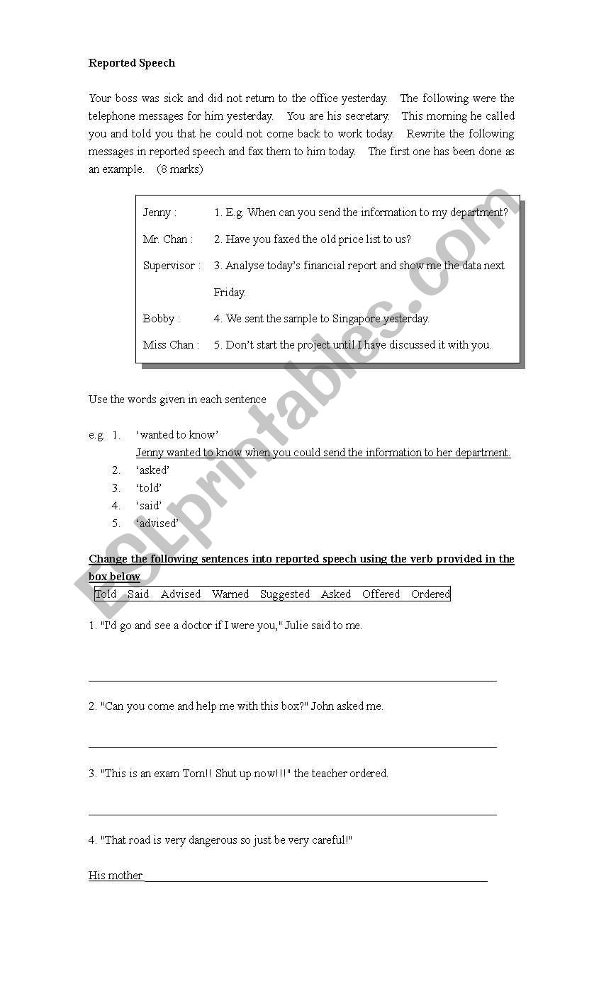 Revision exercise for exam and test adjective pattern reported speech passive voice tenses