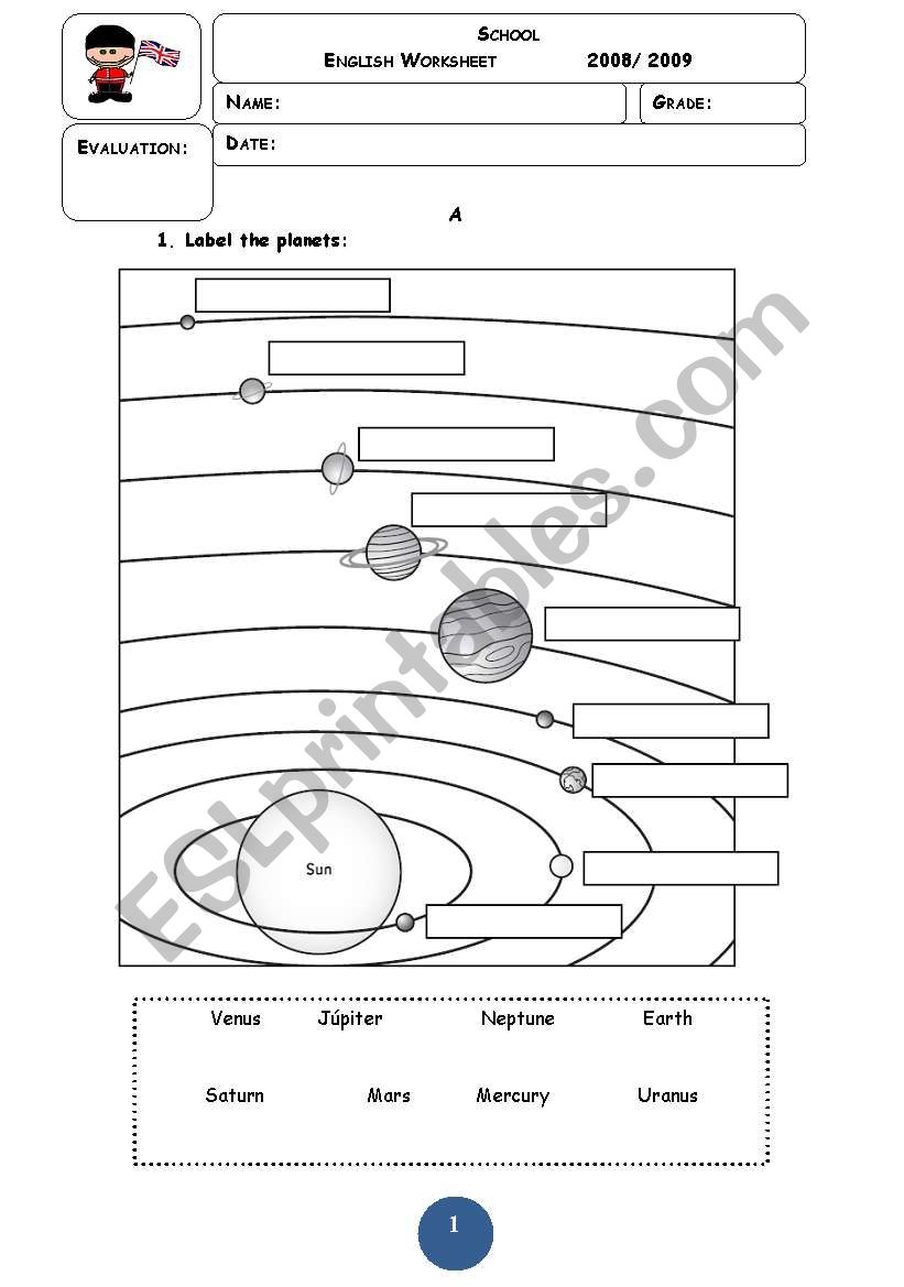 The Solar System - ESL worksheet by rose21 Pertaining To Solar System Worksheet Pdf