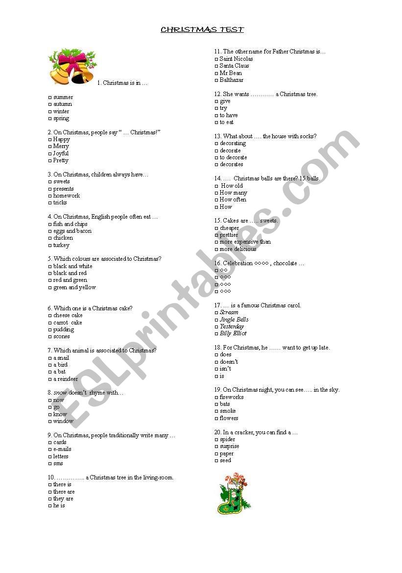 Christmas Quiz worksheet