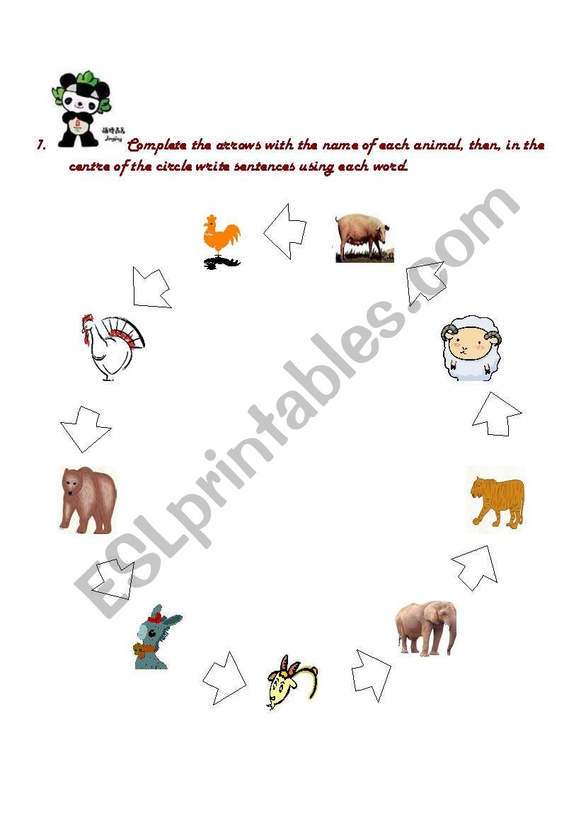 Animals worksheet