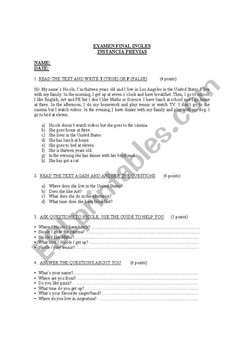 test present and past simple worksheet