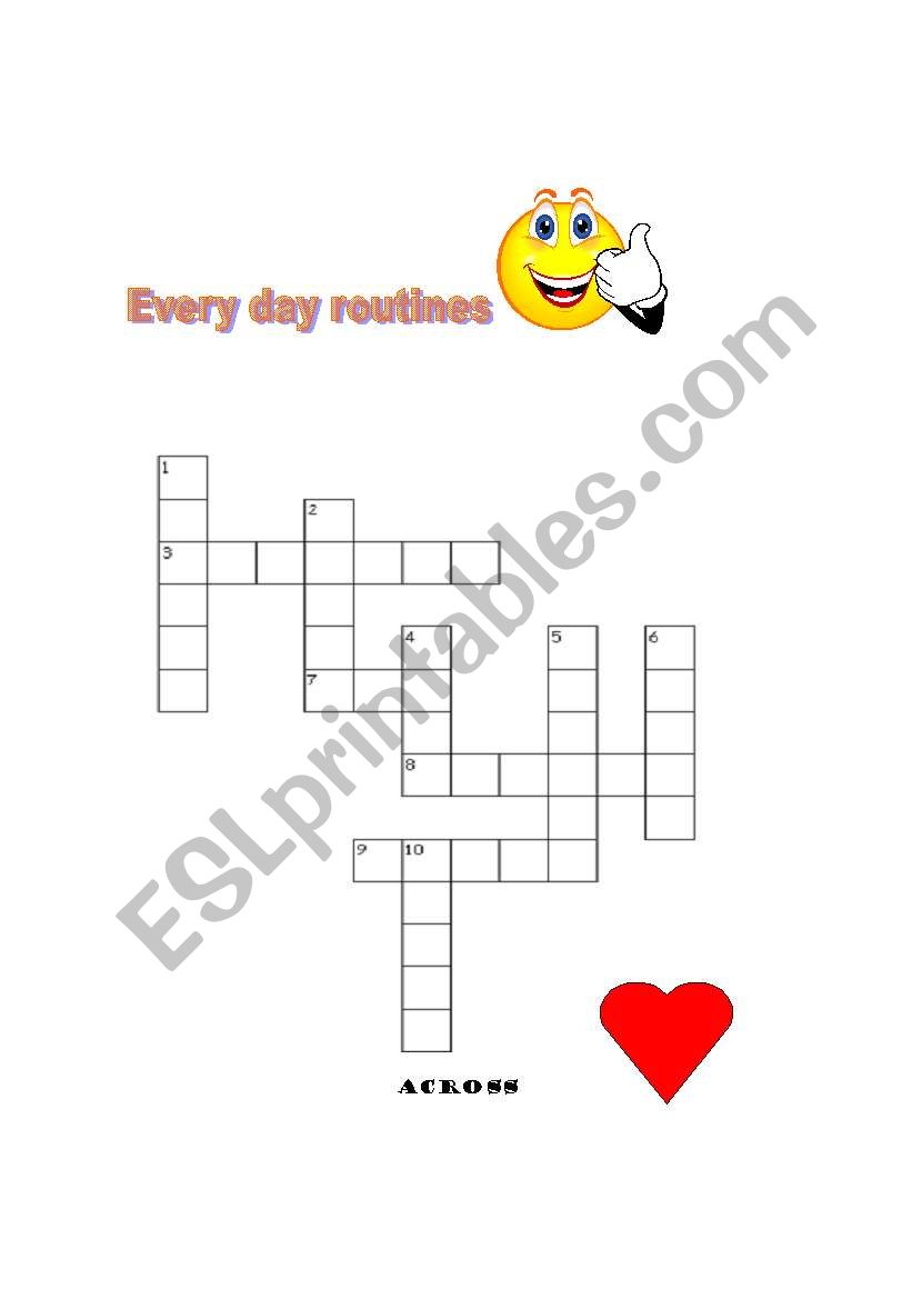 Daily Routine Crossword worksheet