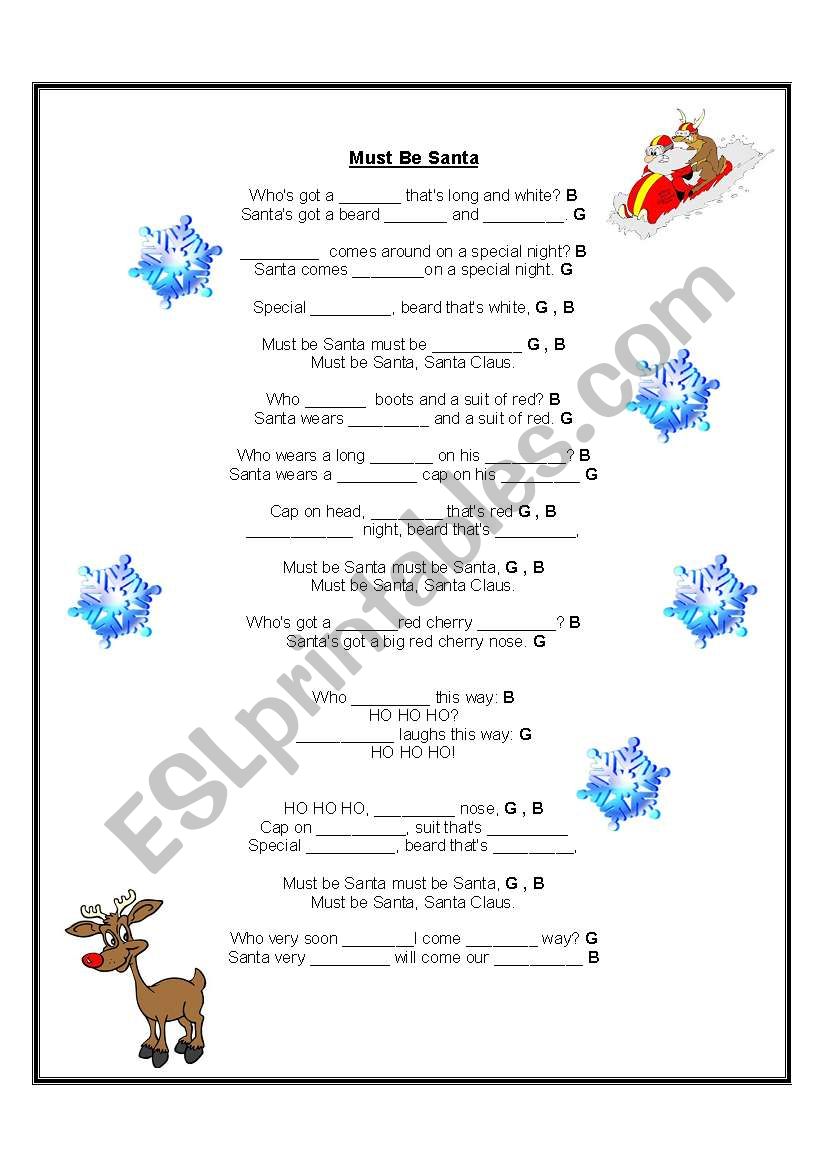 Must be Santa song worksheet