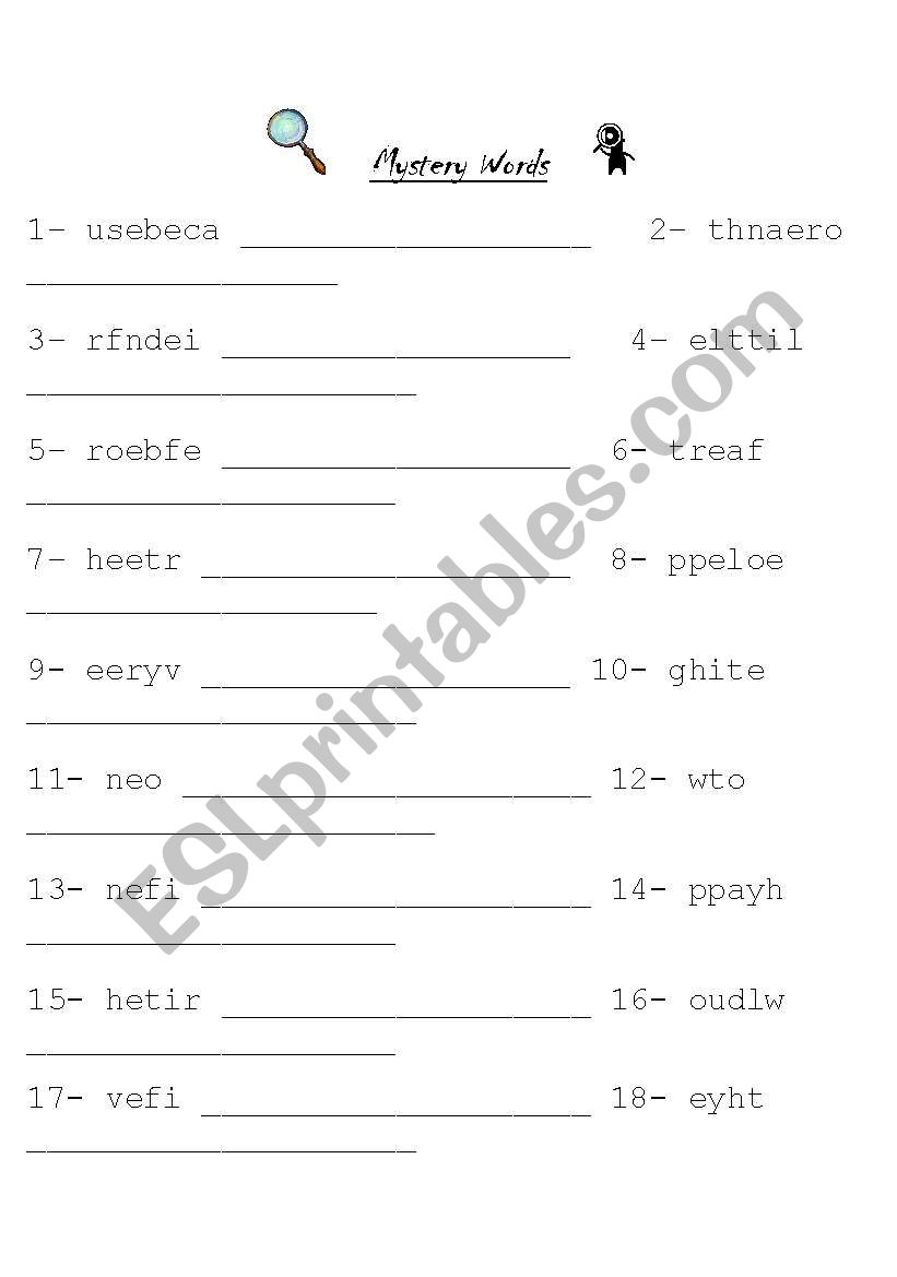 Word Scramble worksheet