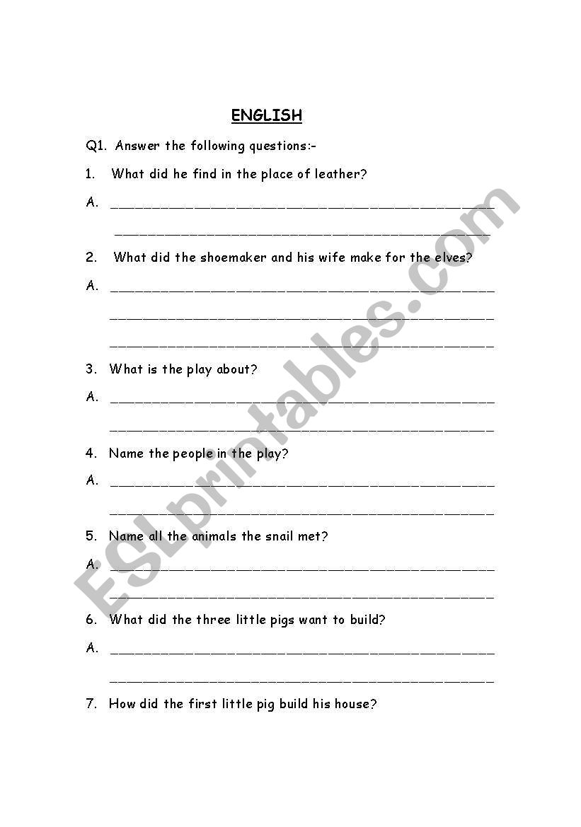 English worksheet worksheet