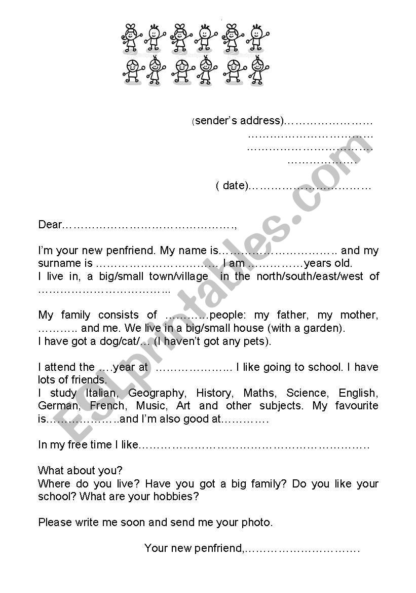 letter writing worksheet