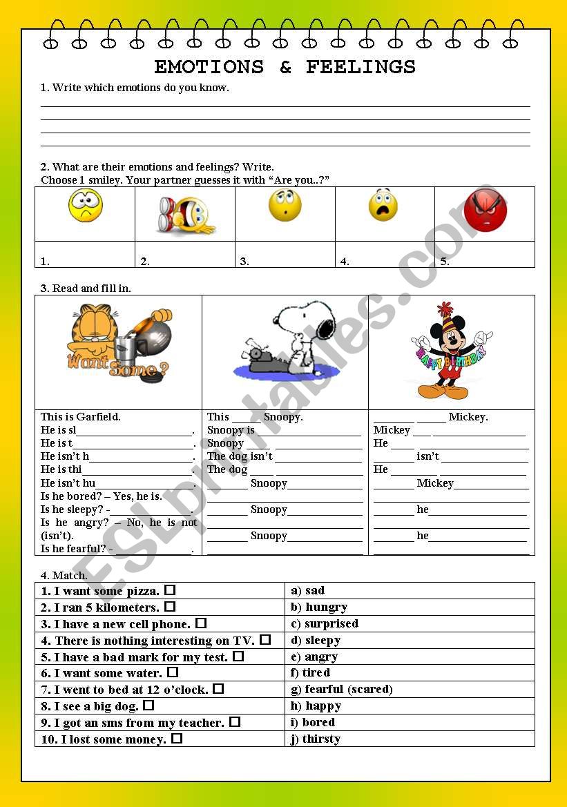 EMOTIONS & FEELINGS worksheet