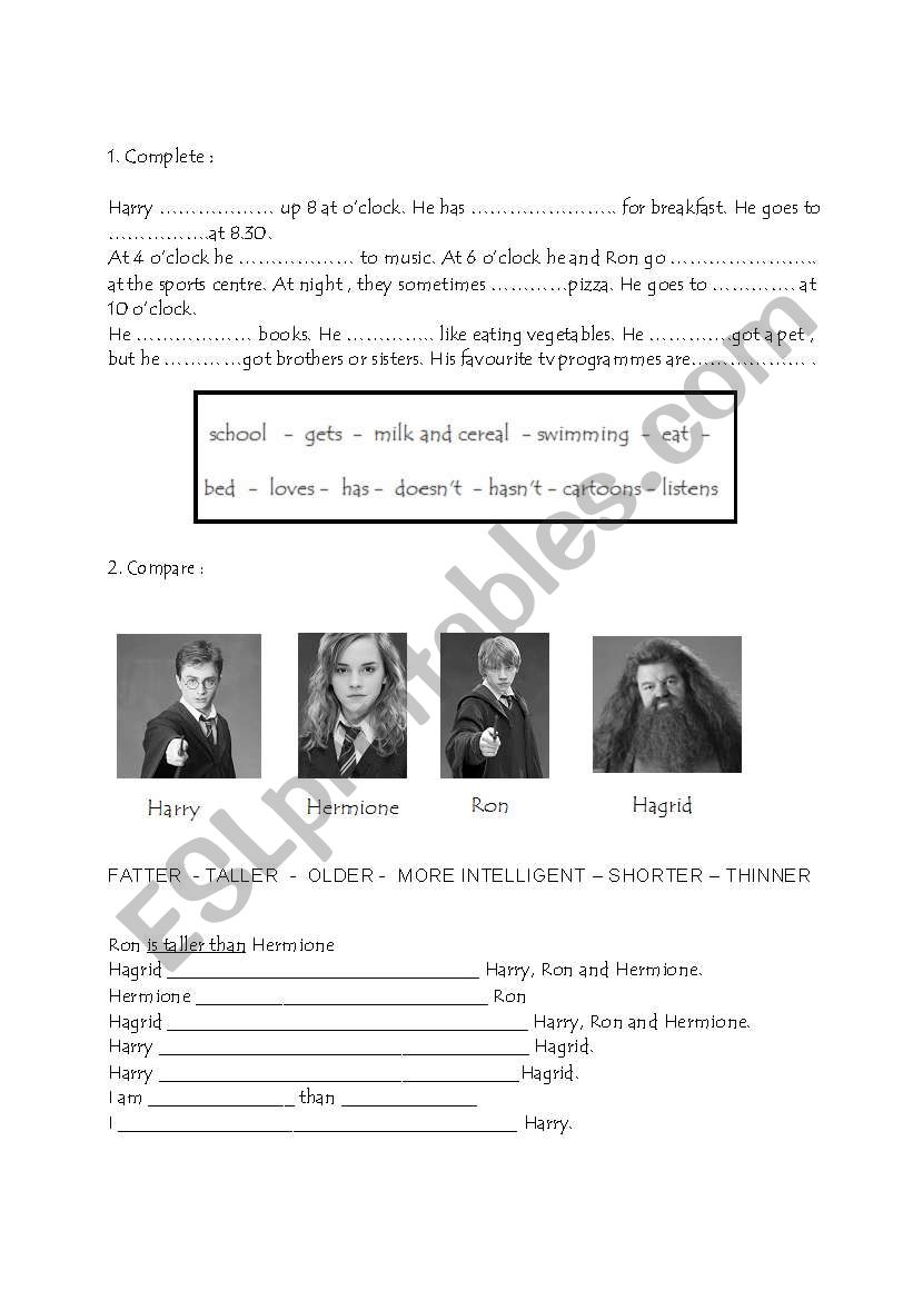 Revision exercise worksheet