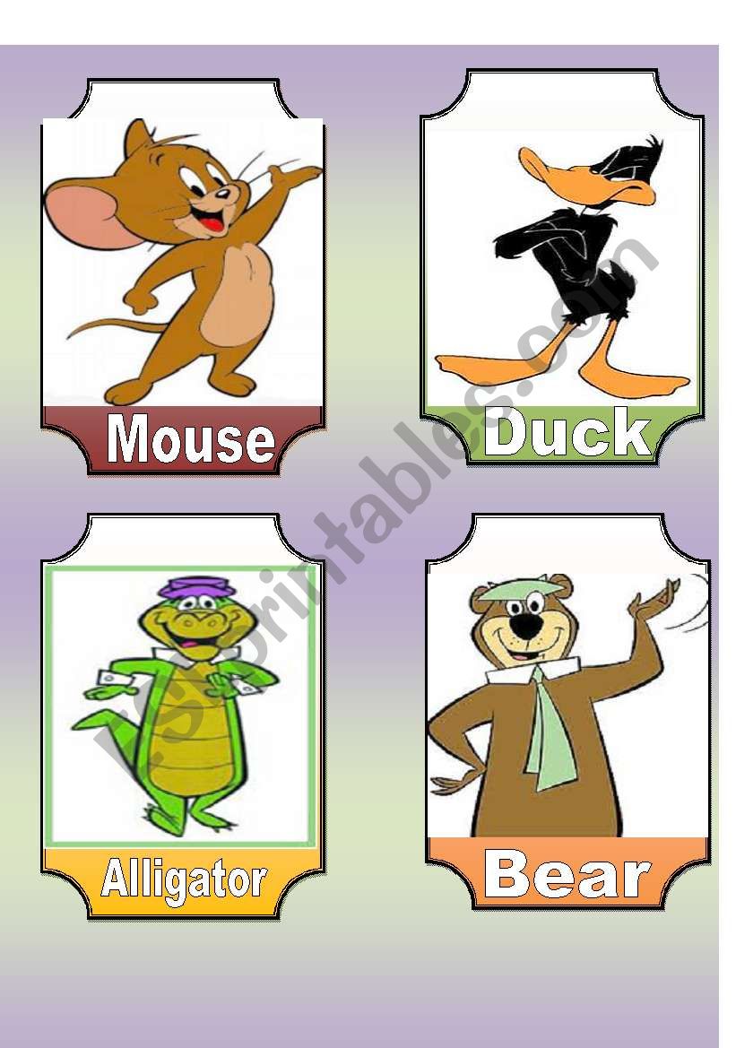 famous animals flashcards worksheet