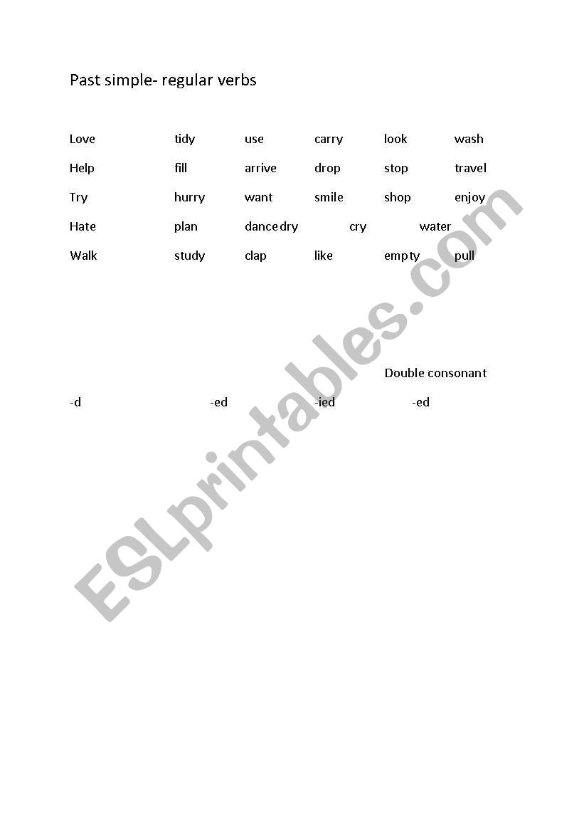 Past simple- regular verbs worksheet