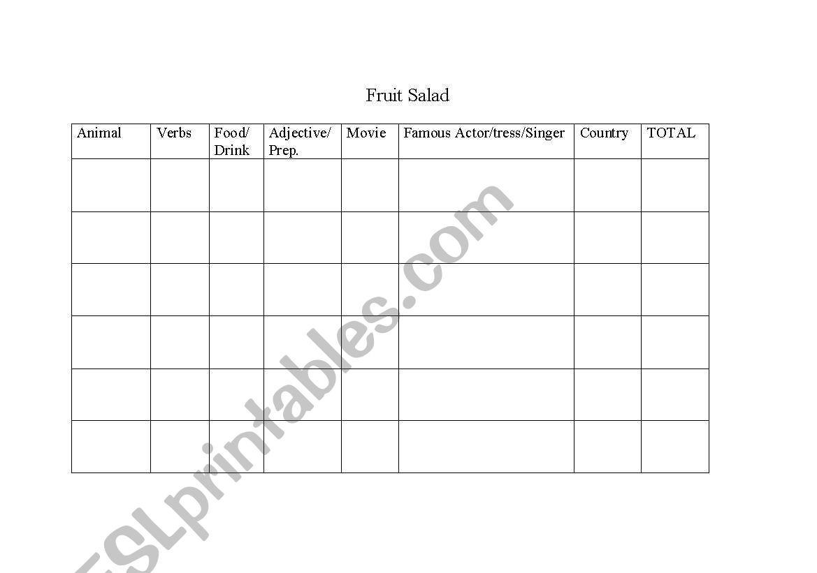 Fruit Salad _All level-Activities