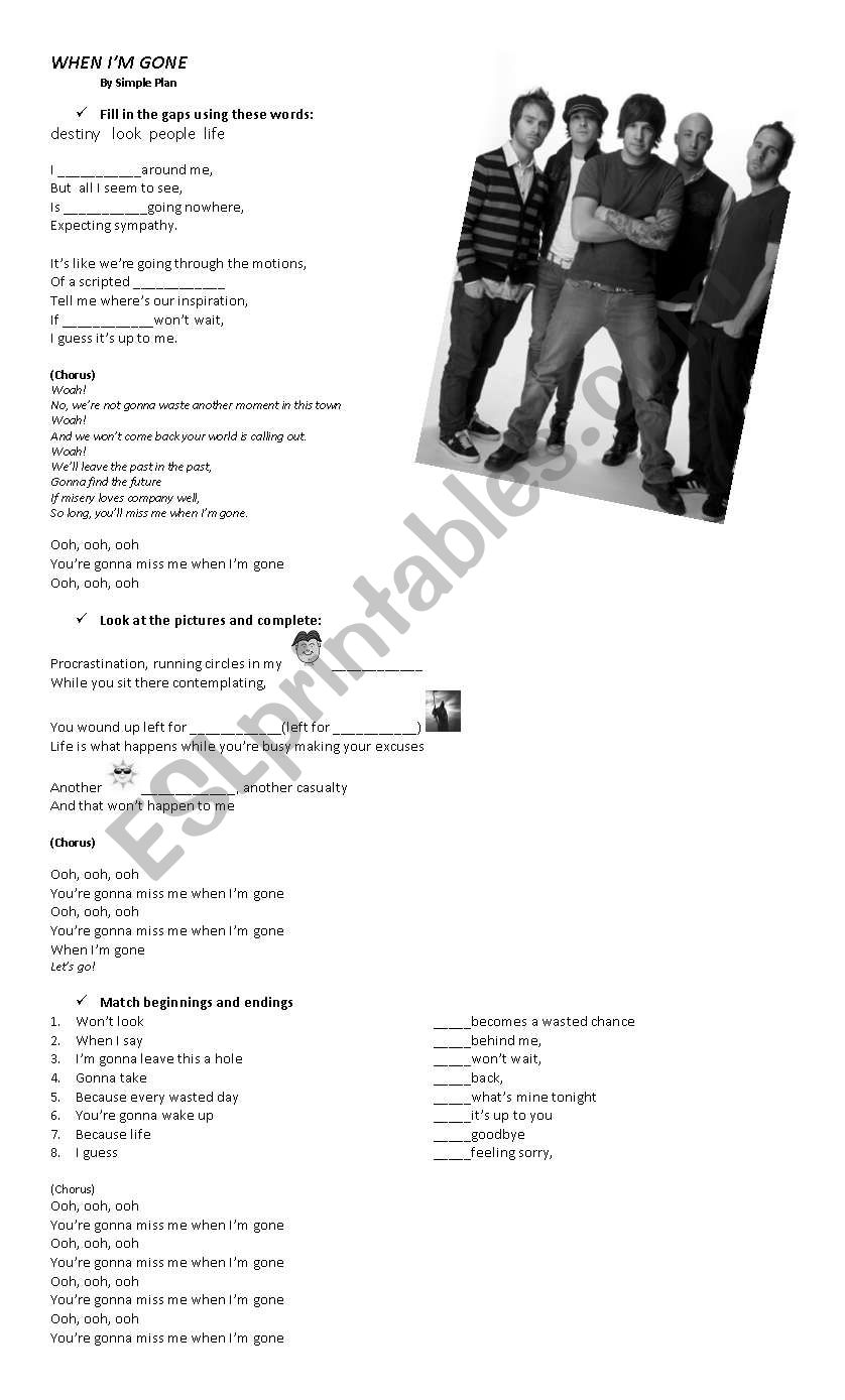 When IÂ´m gone (Song by Simple Plan)