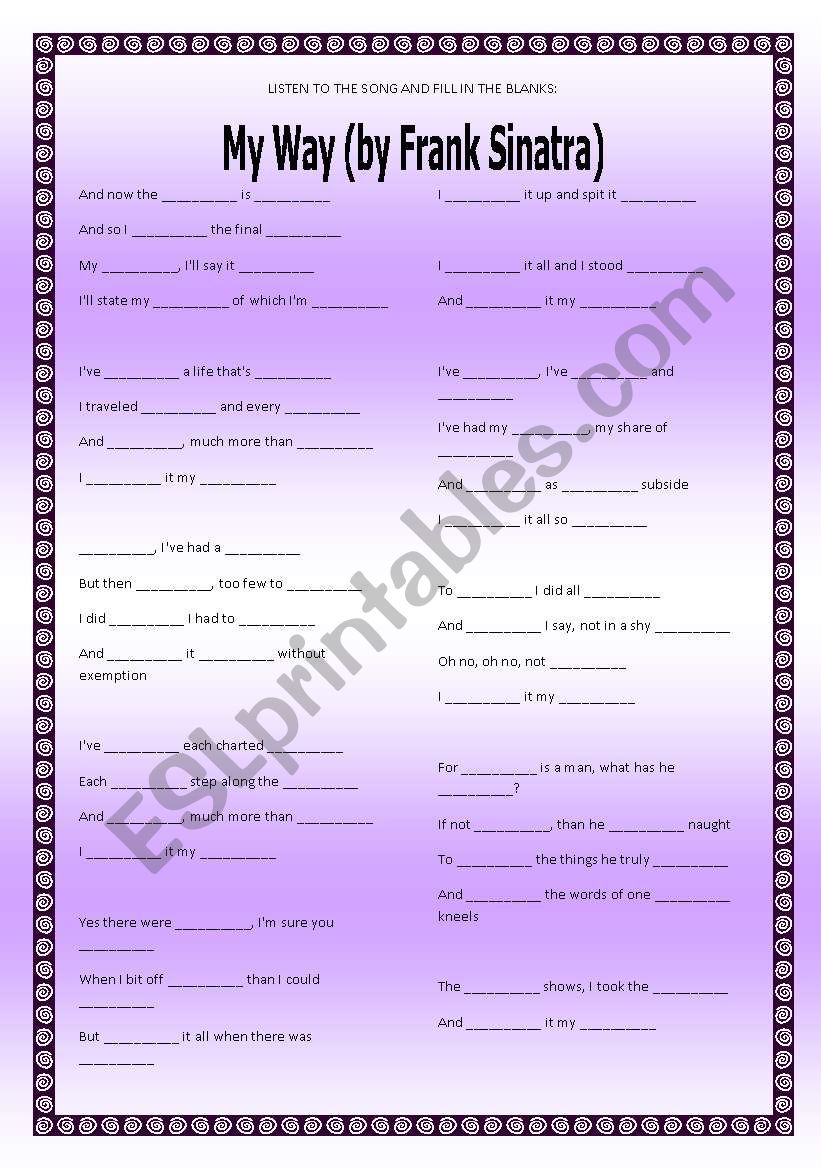 Song activity - Frank Sinatrak - My Way