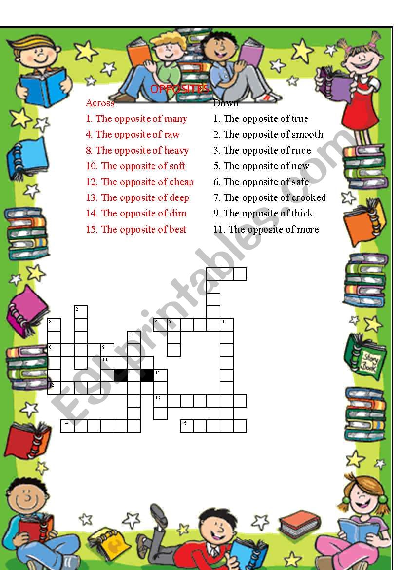 IntermediateAdjectivesCrossword - Opposites