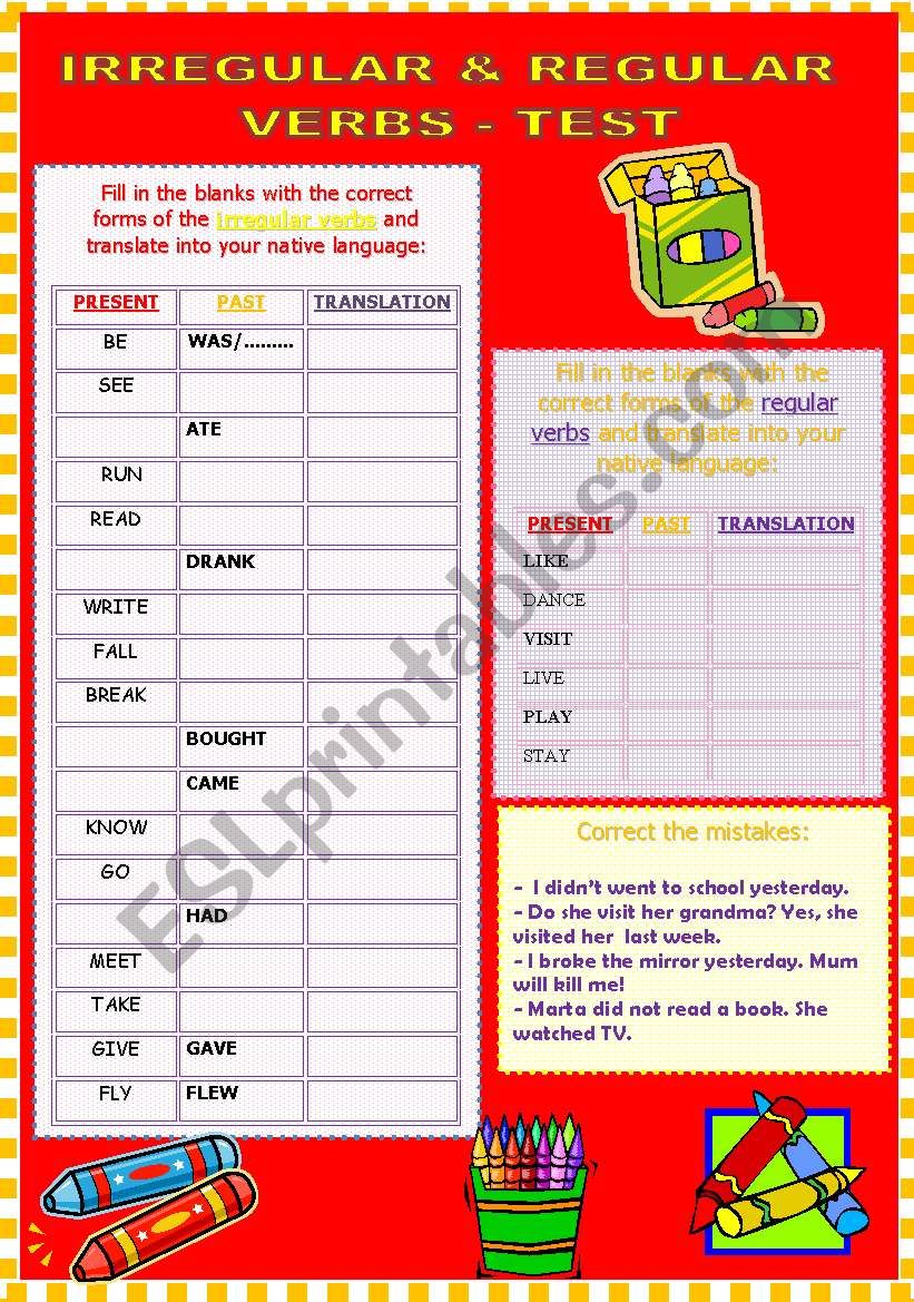 PAST SIMPLE TEST  worksheet