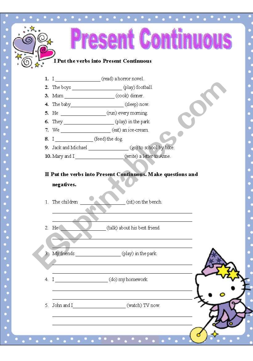 Present Continuous worksheet