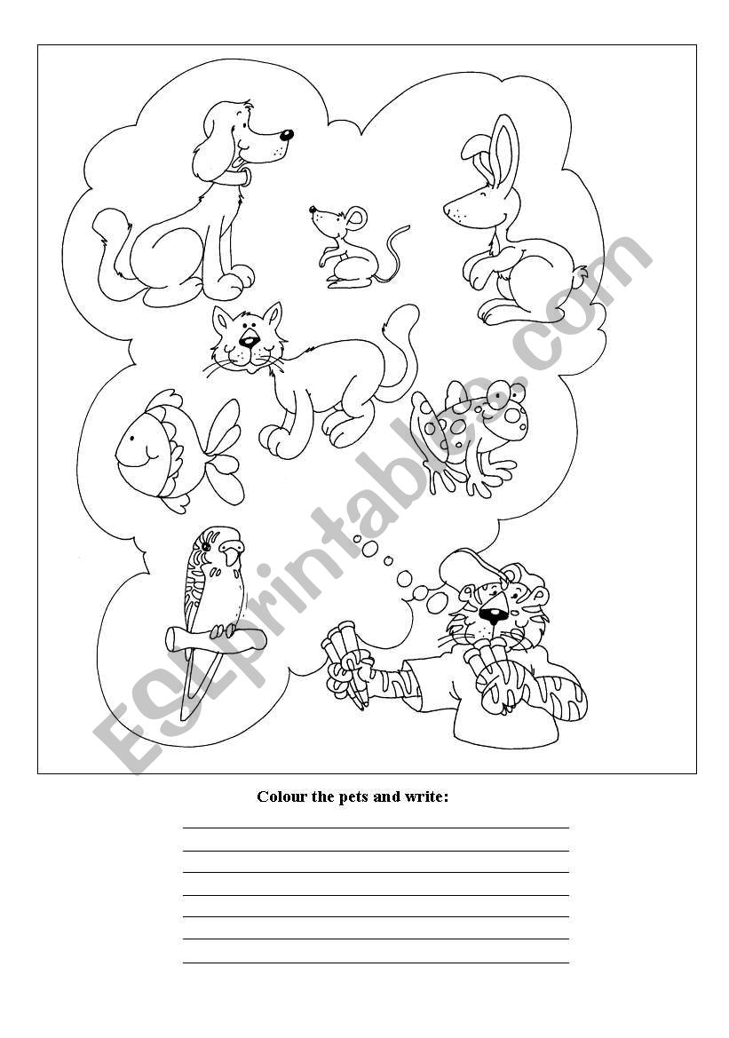 Colour and write worksheet