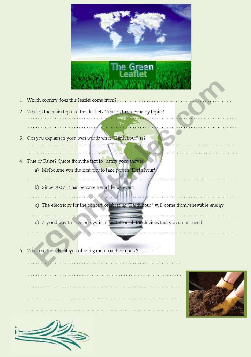 The green leaflet worksheet