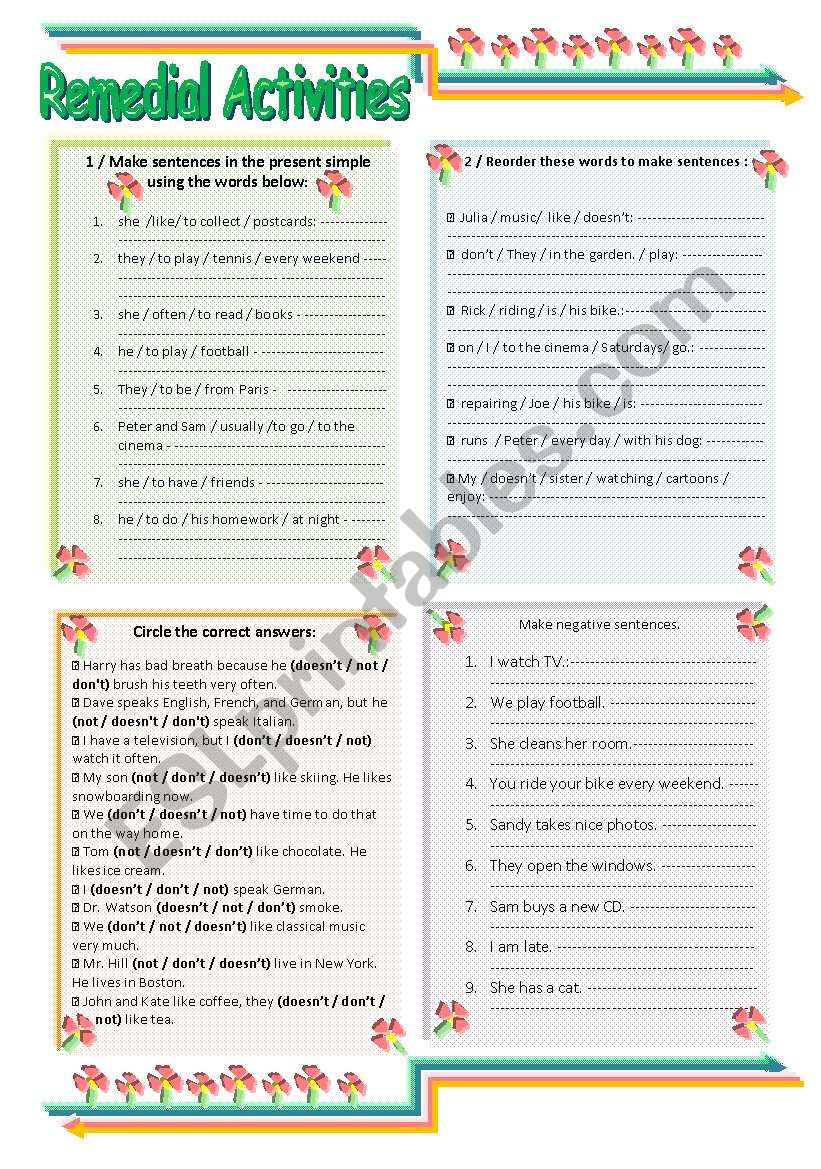 Negative Sentences ESL Worksheet By Sousou Aicha