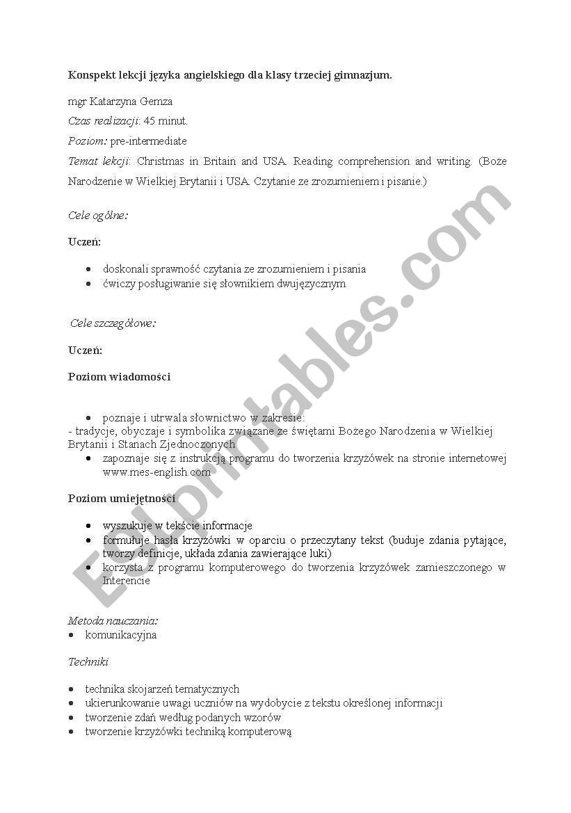 christmas in UK worksheet